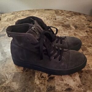 AllSaints Shoes Men EU 41 US 8 Gray Leather Suede Trainers High Top lace and zip